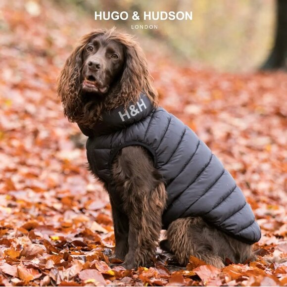 New Reversible Dog Puffer Jacket Black & Grey - Picture 2 of 3